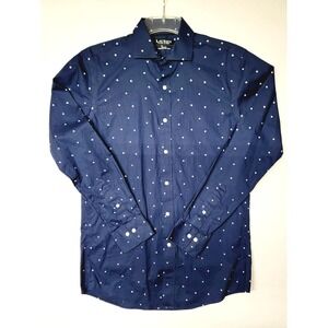 Lauren Ralph Lauren Dress Shirt‎ Mens 15.5 34/35 Navy Blue Star Print Slim Fit